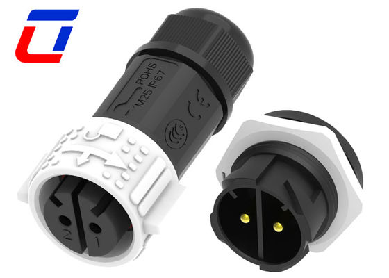 Weiße Farbe 2-Pin-weiblicher wasserdichter Stecker IP67 männlicher Stecker