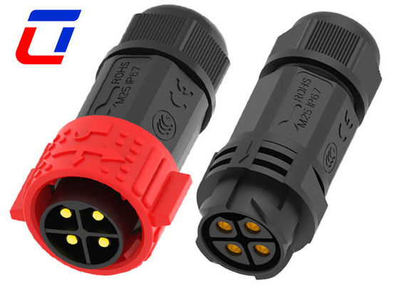 Rot IP67 Stromkabelanschluss 500V 40A Lötungstyp Männlich weiblich Anschluss 4 Stift