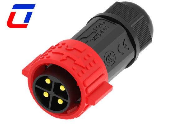 Rot IP67 Stromkabelanschluss 500V 40A Lötungstyp Männlich weiblich Anschluss 4 Stift