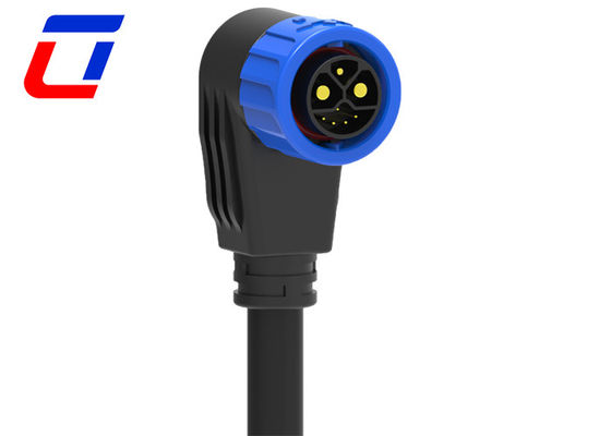 M23 90-Grad-Kabelsteckverbinder, vergossen, 2+1+5-polig, Push-Lock, wasserdicht