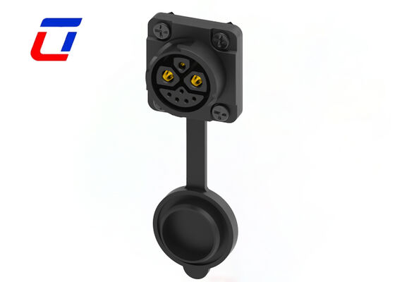 M23 90-Grad-Kabelsteckverbinder, vergossen, 2+1+5-polig, Push-Lock, wasserdicht