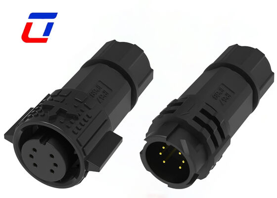 300V M19 Male Female Connector 6 Pin Nylon Outdoor Waterproof Cable Connector