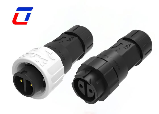 IP67 M16 10A 2-Stift-Wasserdichte Anschlüsse ODM-Pushlock-Runddraht-Stromanschluss