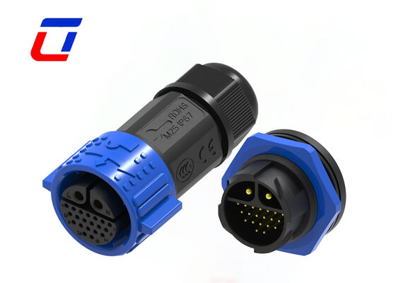 M25 Selbstverriegelung Schnellanschluss Rund 22Pin Messing Goldplattiert Multi Pin IP67 Wasserdicht