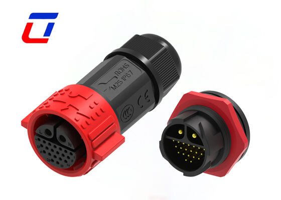 M25 Selbstverriegelung Schnellanschluss Rund 22Pin Messing Goldplattiert Multi Pin IP67 Wasserdicht