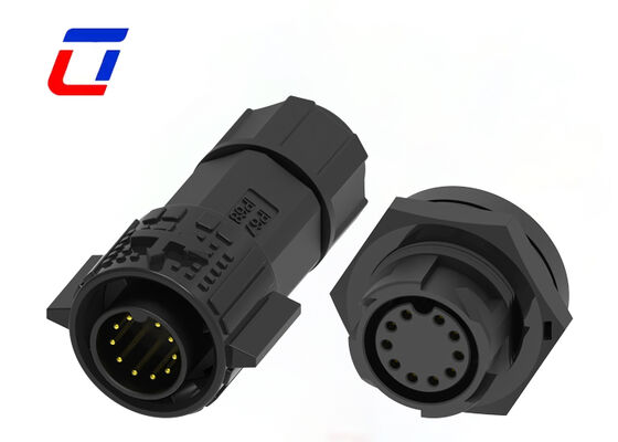 300 V kreisförmige Push-Pull-Steckverbinder, 10-poliger wasserdichter M19-Stecker für LED-Anzeigen im Außenbereich