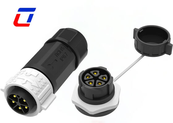 5-Pin Strom-LED Wasserdichter Stecker M25 20A Kunststoff PA66 Außenbeleuchtungssteckverbinder