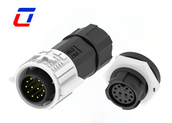 PA66 M19 Low Current 5A Waterproof LED Connector Push Locking 12 Pin Data Connector