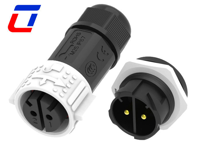 Weiße Farbe 2-Pin-weiblicher wasserdichter Stecker IP67 männlicher Stecker