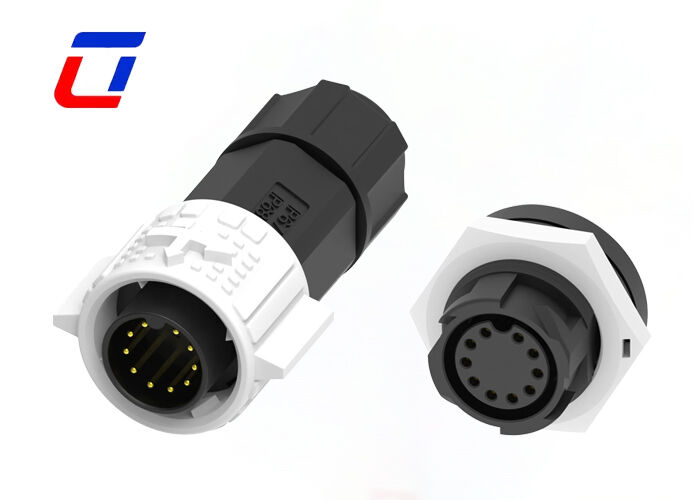 300V M19 10 Pin Waterproof Data Connector Push Locking Circular Male Female Connector